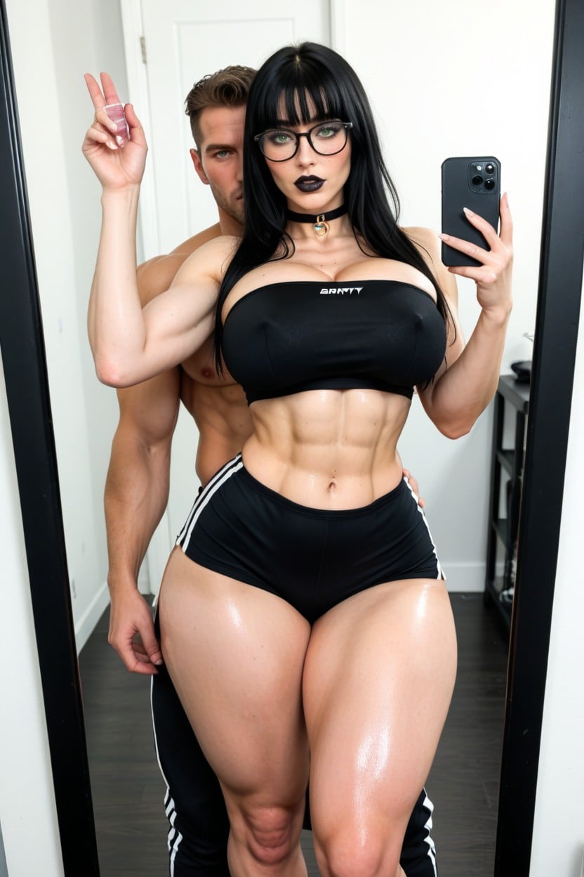Gym Uniform, Black Sports Bra, Green Eyes AI Porn