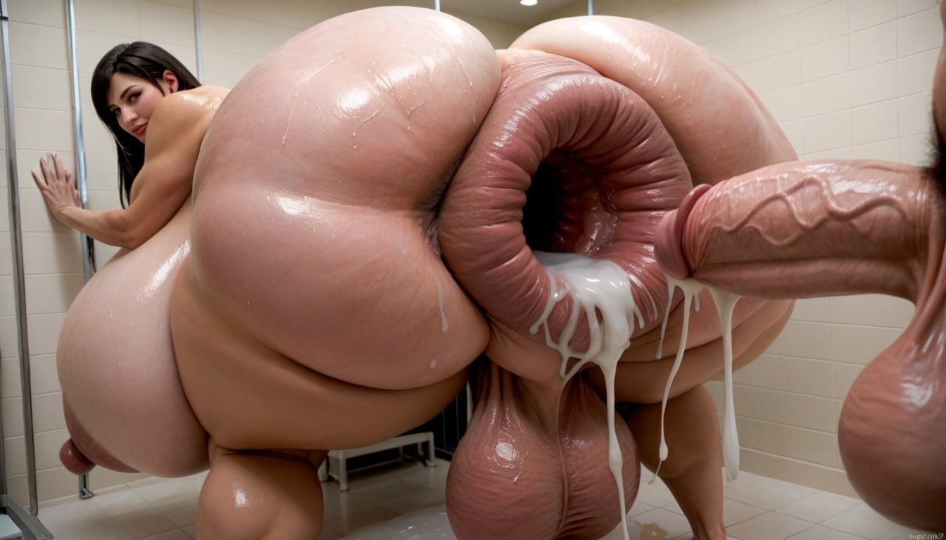 Hyper Gigantic Wide Anus Gape, Huge Gaping Asshole, Gigantic Boobs Shemale AI Porn