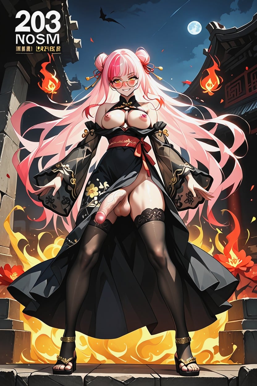 Gothic Font Logo, Hard Cock, Over Sized Sleeves Shemale AI Porn