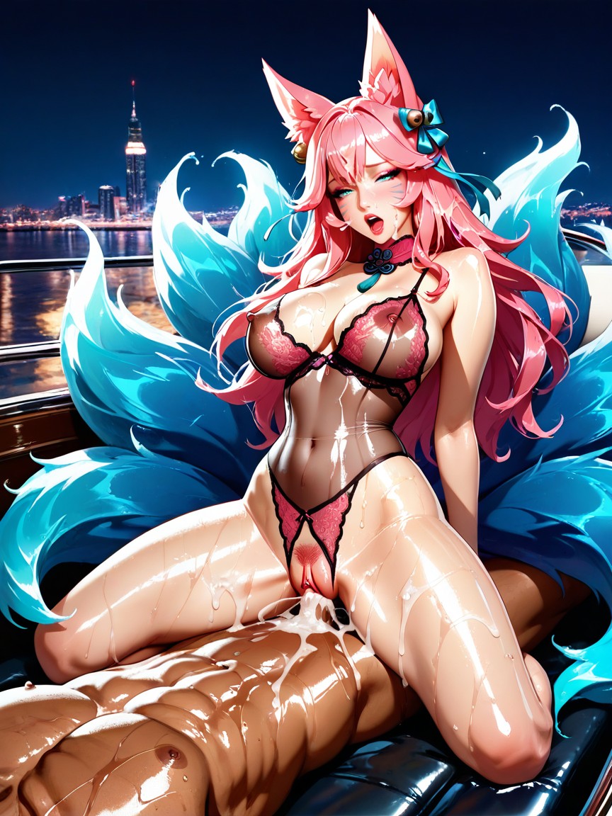 Pleasure Face, Spirit Blossom Ahri, Multiple Tails Hentai AI Porn