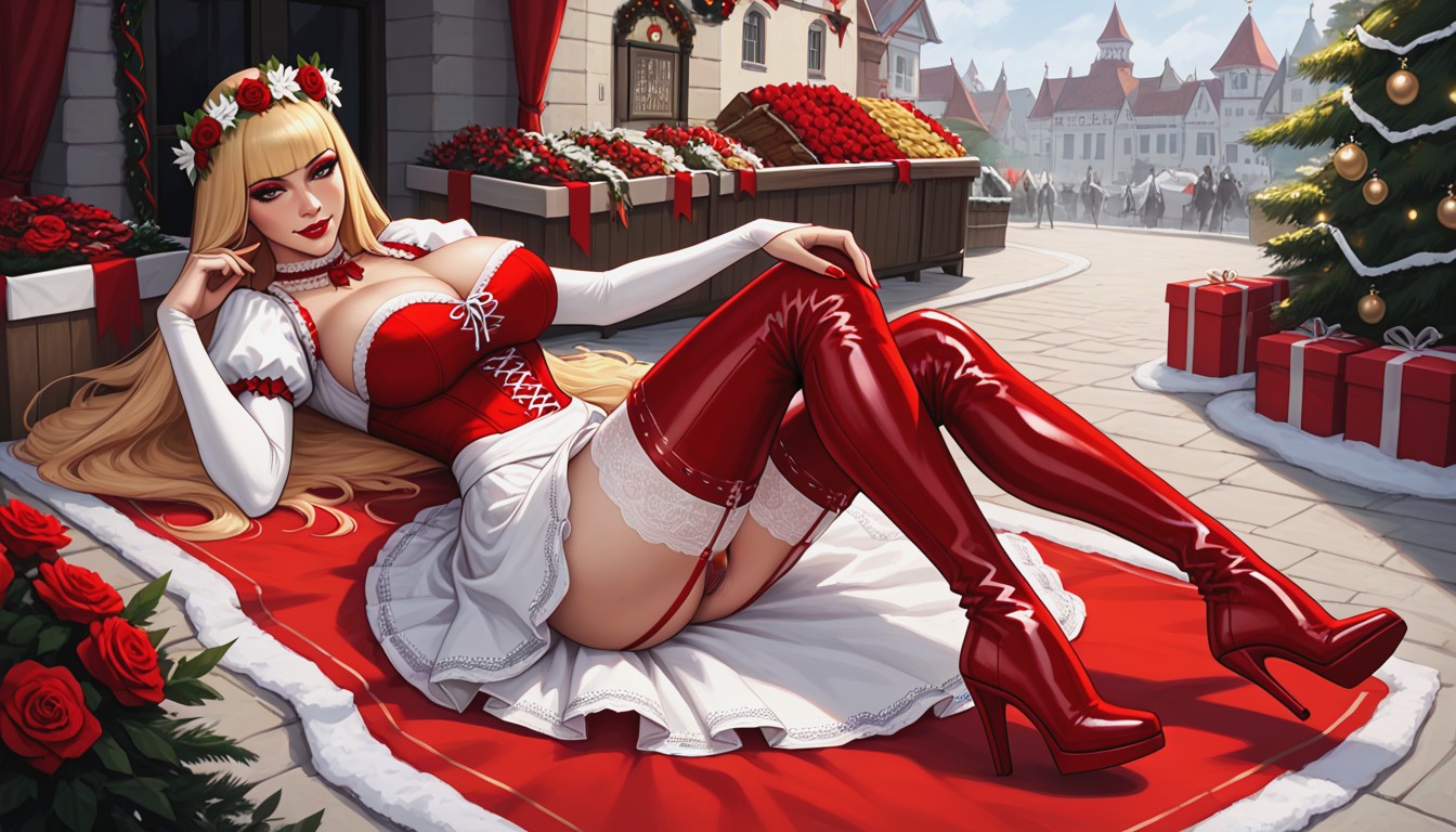 Horny, Boots Lined With White Fur, Beautiful AI Porn