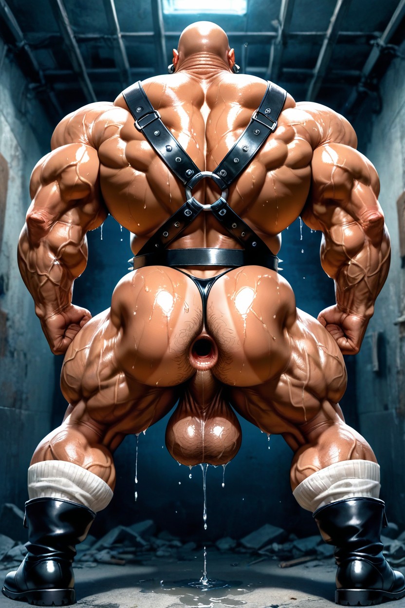 Vue Arrière, Thick Eyebrowns, Bodybuilder Porno IA Gay