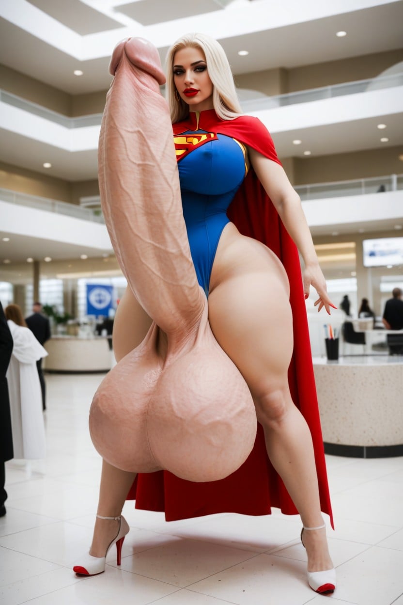 Exaggerated Gigantic Oversized Penis, Superhero, 1 Person Shemale AI Porn
