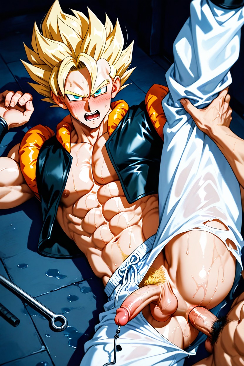 Anal Spooning Style, Threesome, Super Gogeta From Dragonball Bottoming AI Gay Porn