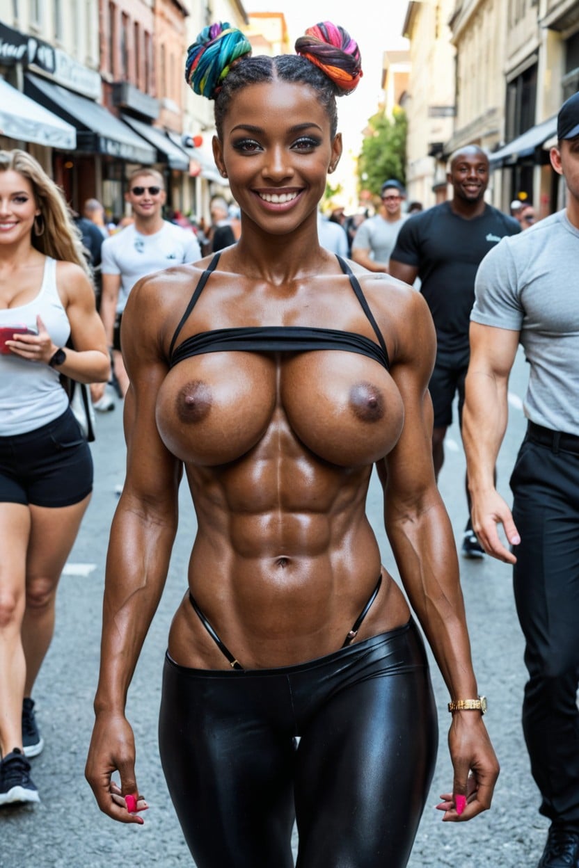 Fat Ass, Walking Down A Crowded Street, Ultra Detailed Face Ebony AI Porn