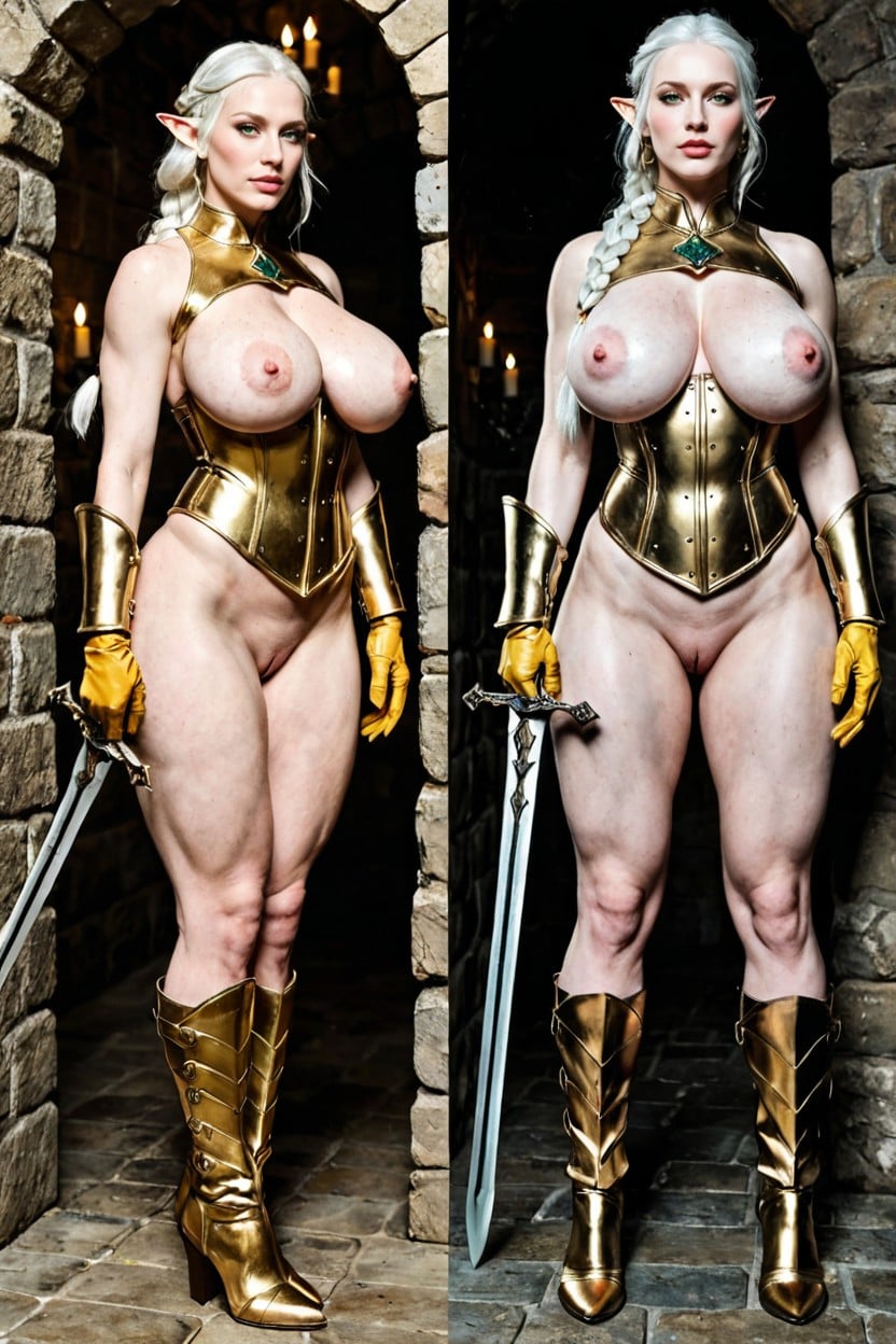 Ultra White Skin, Ultra High Details, White Hair AI Porn