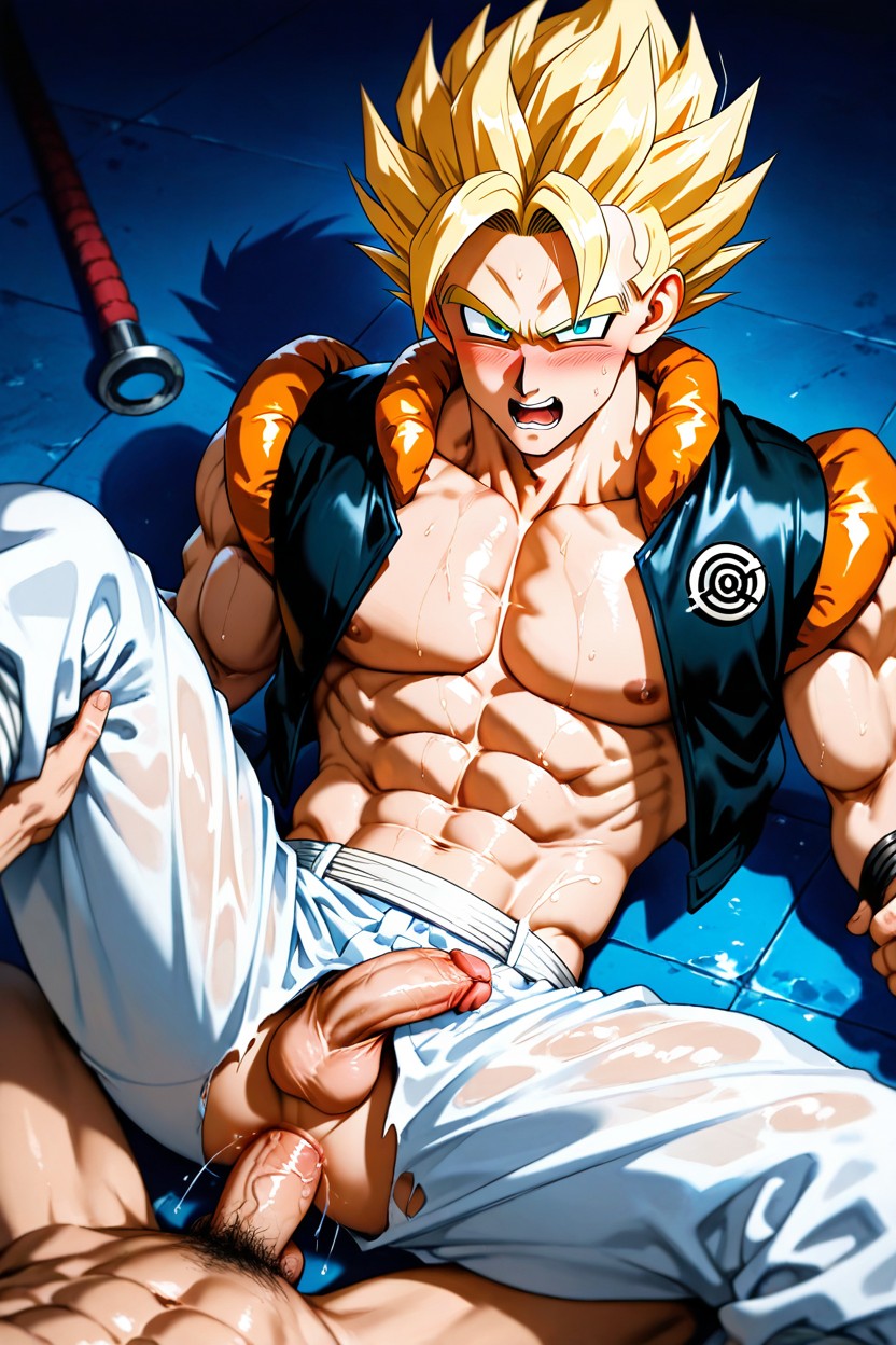 The Top Fondle Bottom's Penis With His Hand, Mostly Wet Body, Anal Spooning Style AI Gay Porn