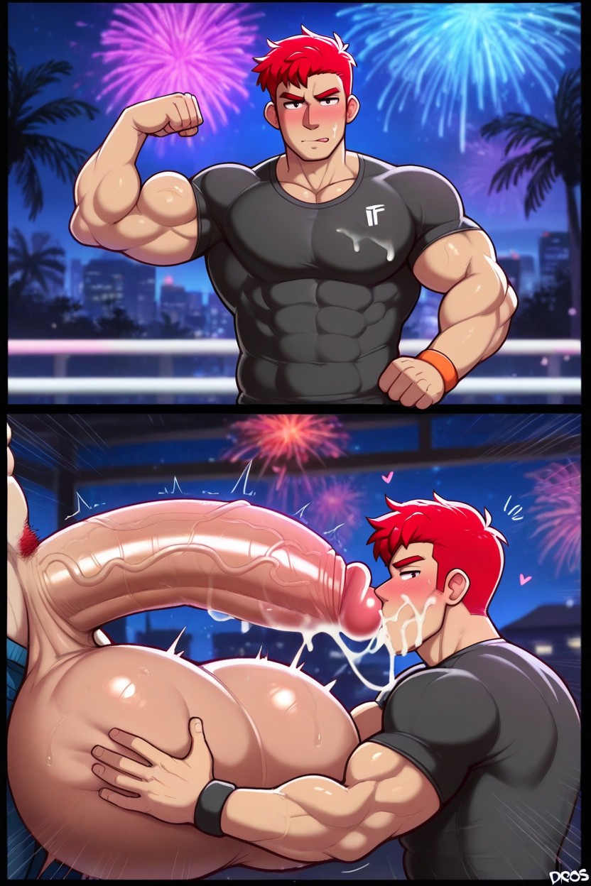 Night, Licking Penis, Covered In Cum AI Gay Porn