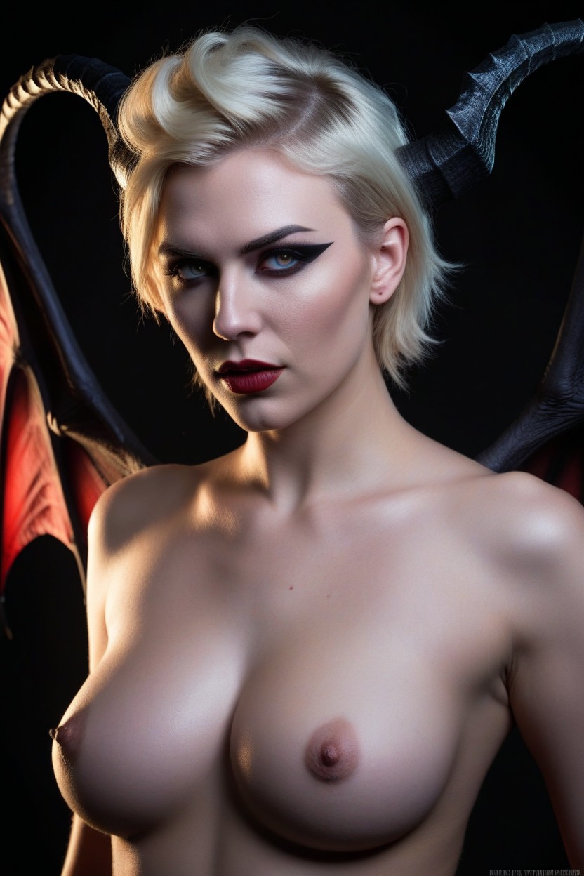 Very Short Hair, Bust Shot, Big Demon Wings AI Porn