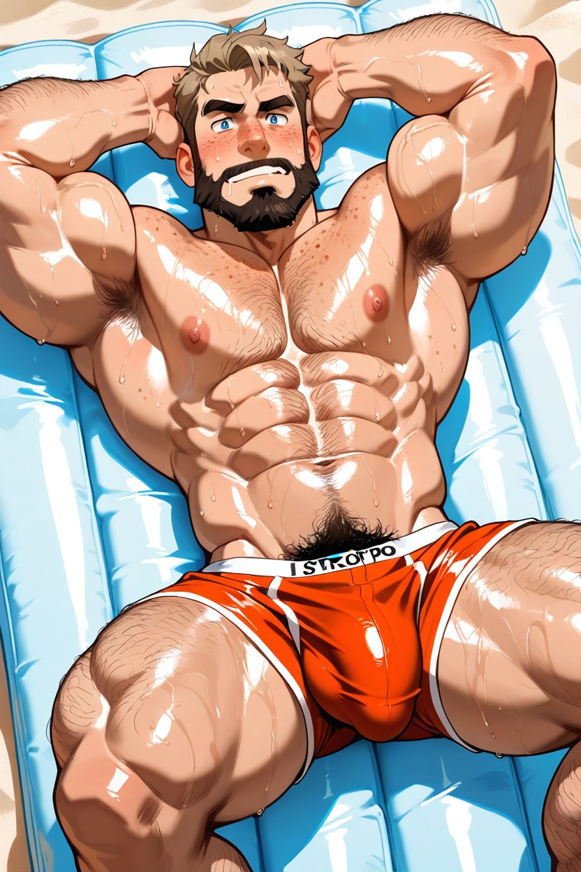 Californian Hot Summer Day, Very Pale Skin, Sweat AI Gay Porn
