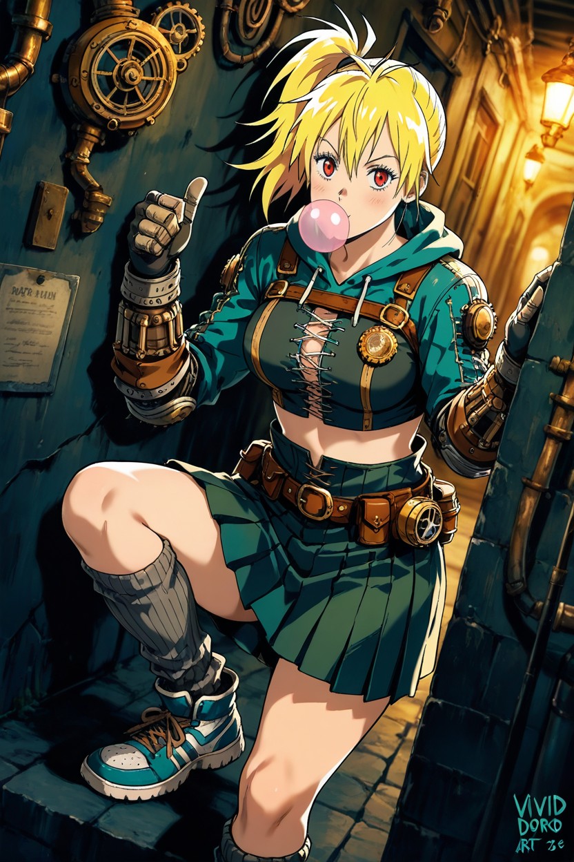 Dutch Angle, One Knee Bend, Thumbs Up Hentai AI Porn
