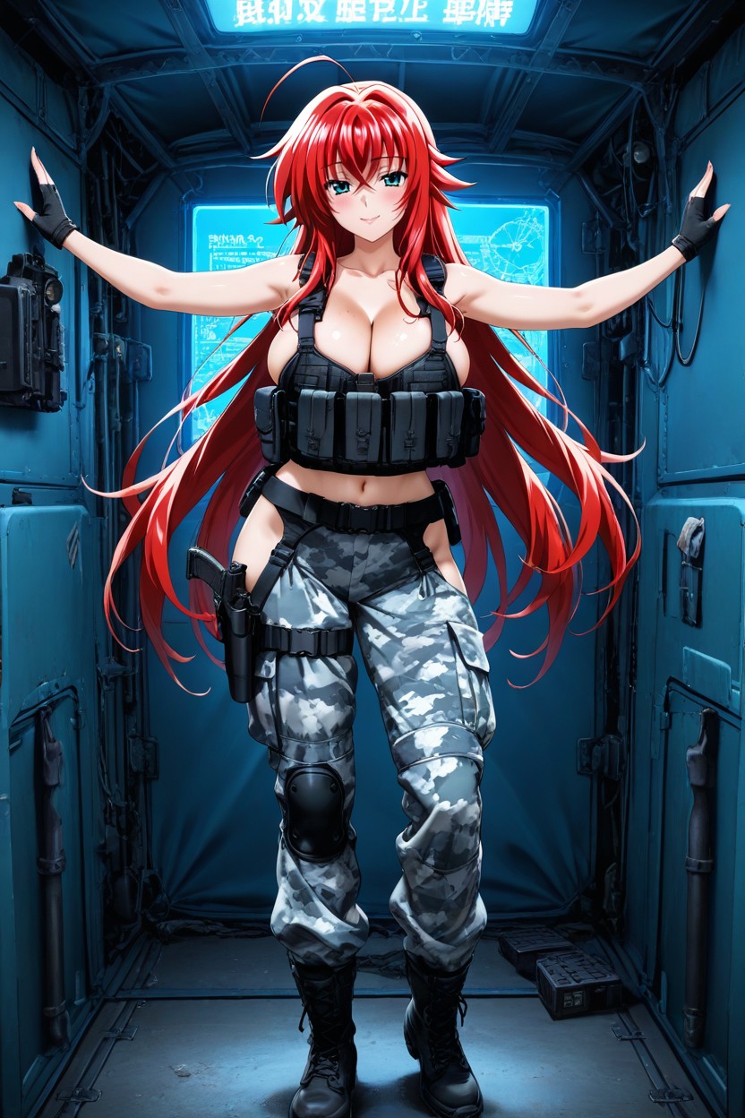 Black Gloves, Afternoon, Gun Holster Around Right Thigh AI Porn