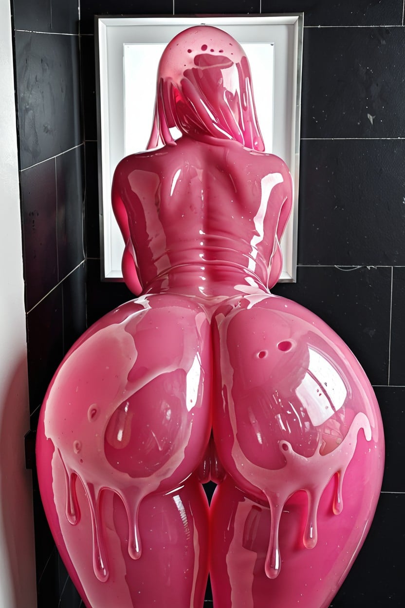 Group Of Slime Women Stuck In Wall, Waist Through Wall, X-ray AI Porn
