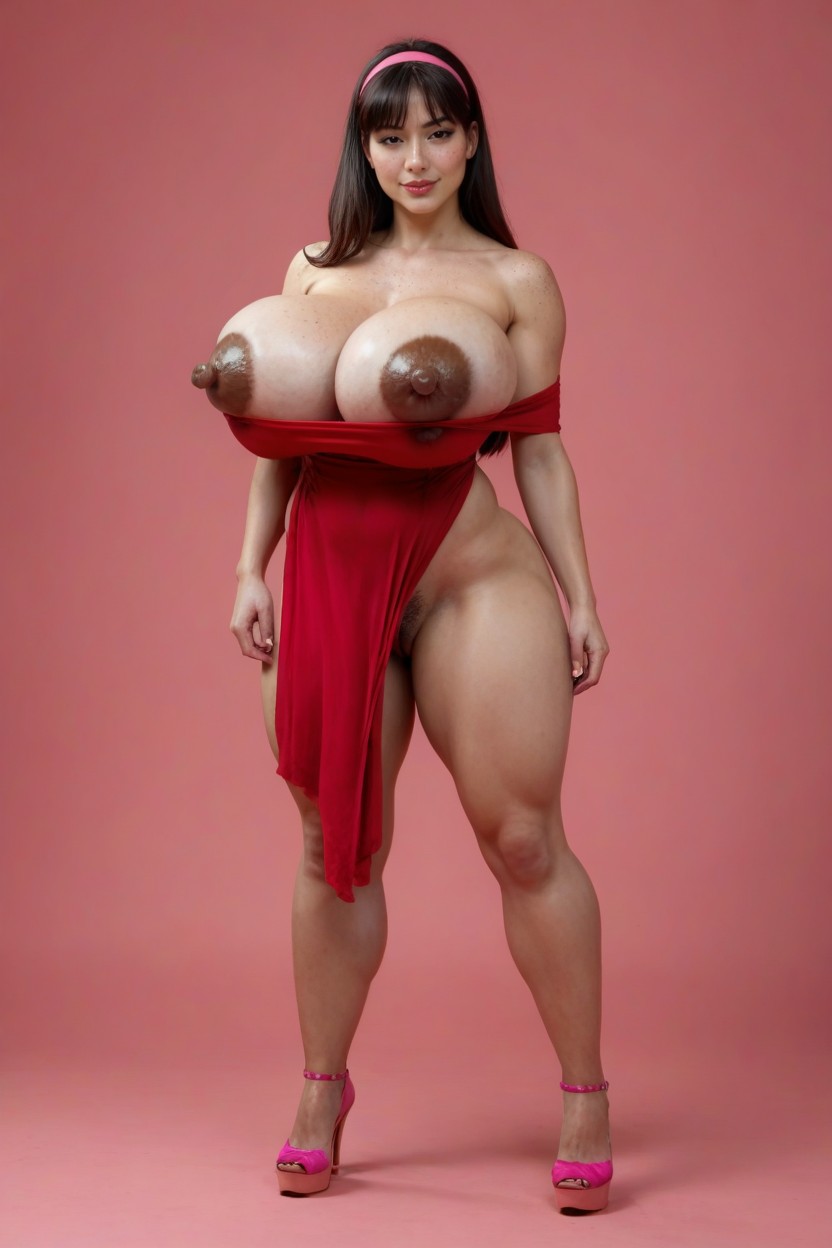 Side View, Wide Angle, Red Strapless Microdress AI Porn