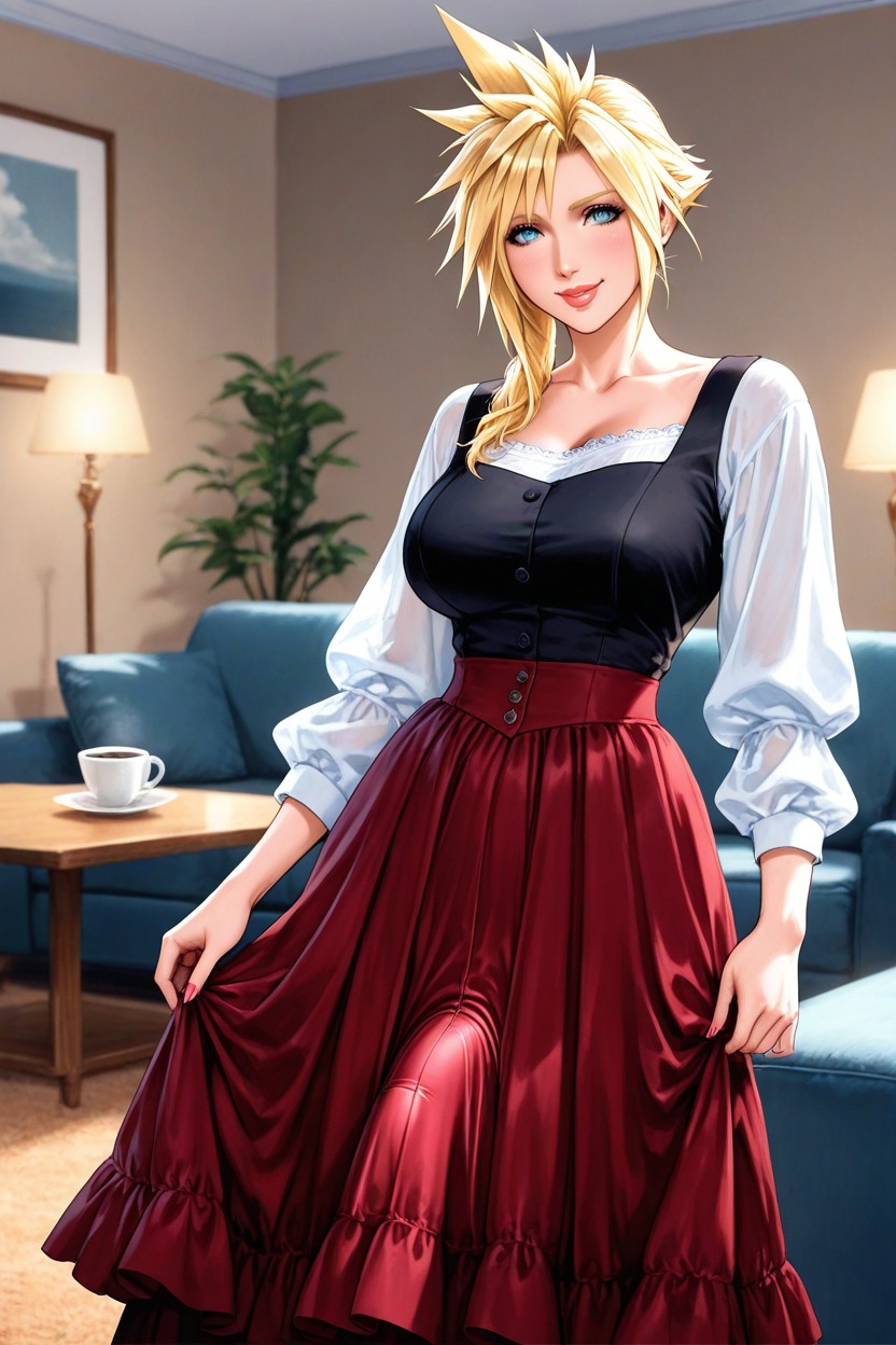 20+, Skinny, Livingroom Background AI Porn