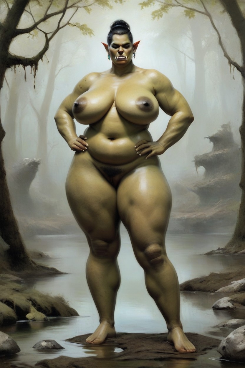 Very Short Hair, Swamp, Front View AI Porn
