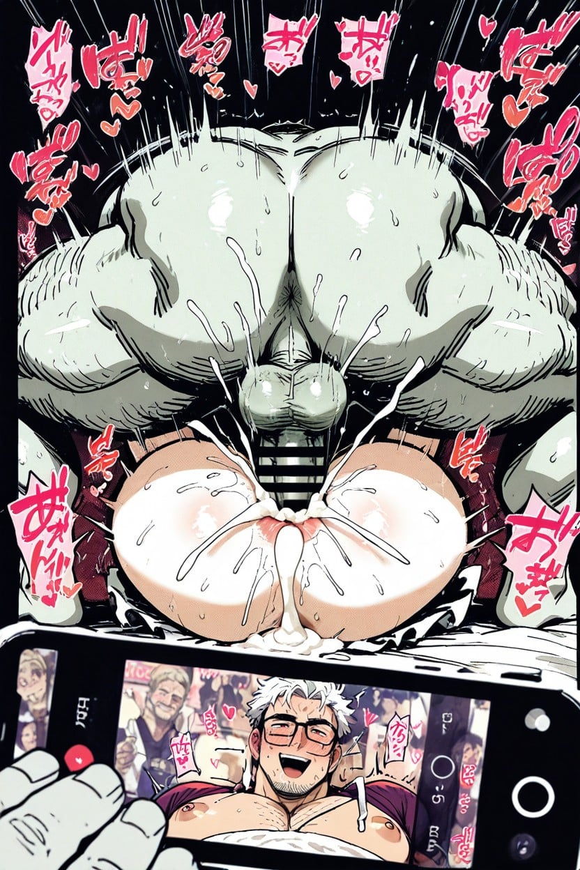 Chubby Muscular University Sumo Athlete Male, Mating Press, Horny AI Gay Porn