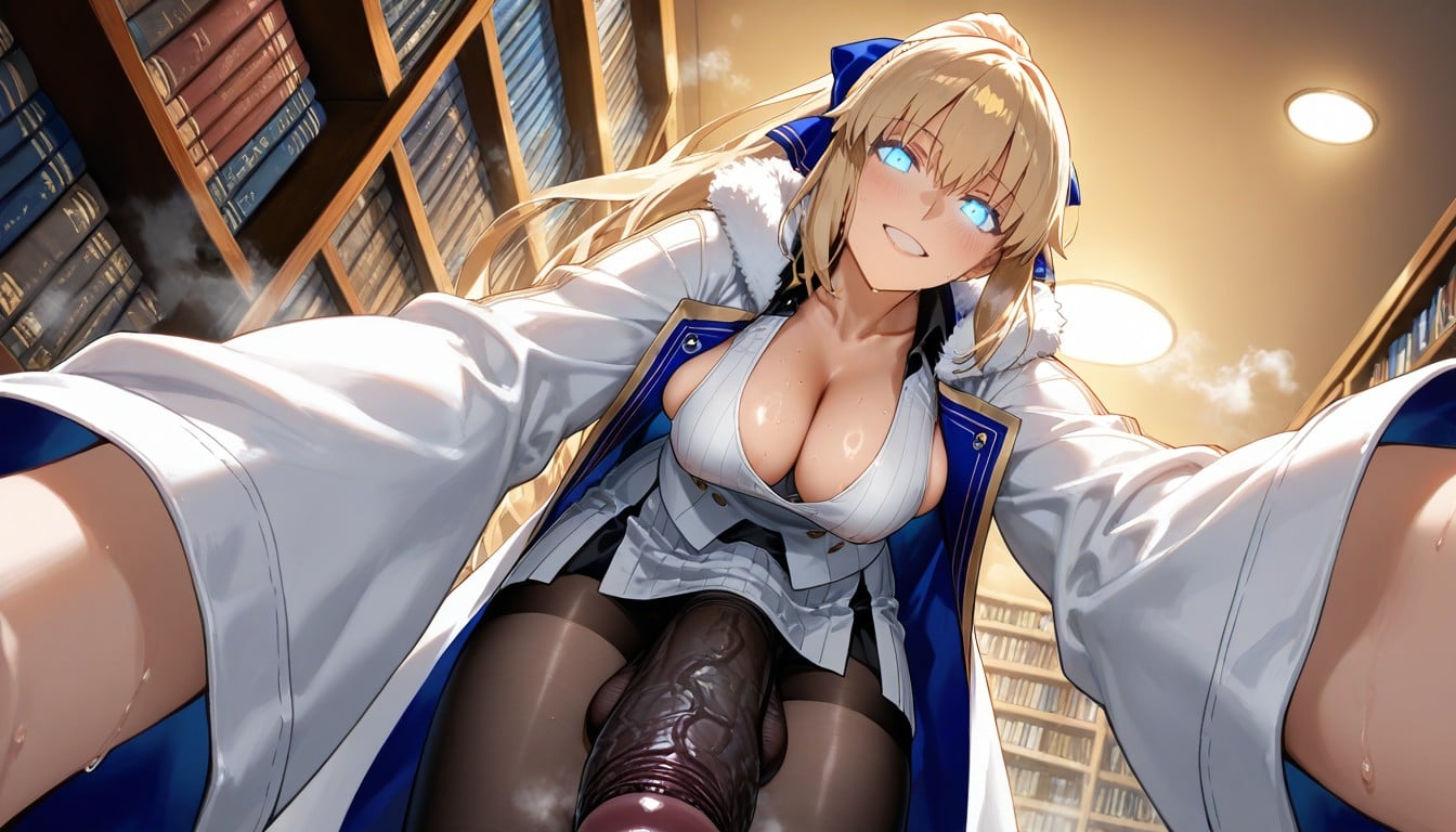 Selfie From Below, Pale Blue Eyes, Futanari Hentai AI Porn