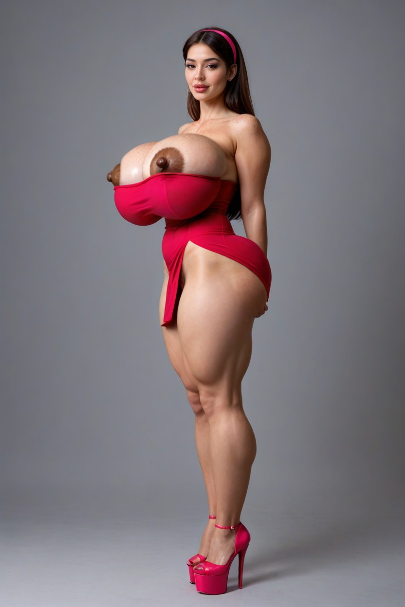 Oversized Pussy, Side View, Light Pink Red Background AI Porn