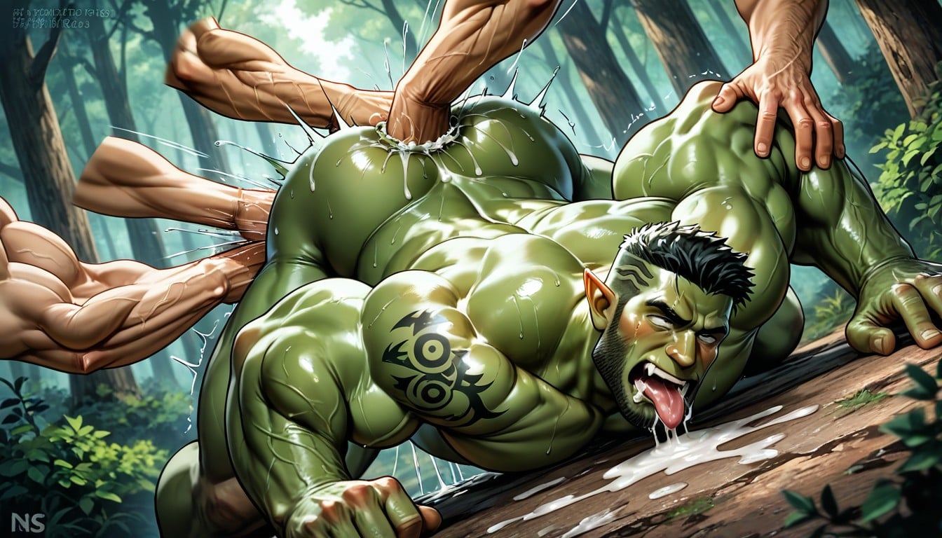 Anal Fisting, Very Black Hair, Muscular AI Gay Porn