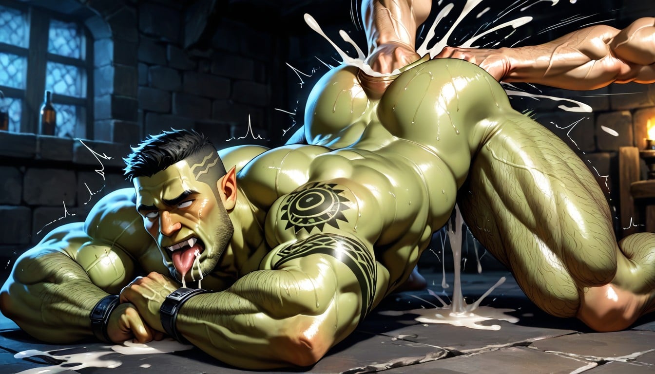 Green Skin, Whole Arms In Ass, Speed Lines AI Gay Porn