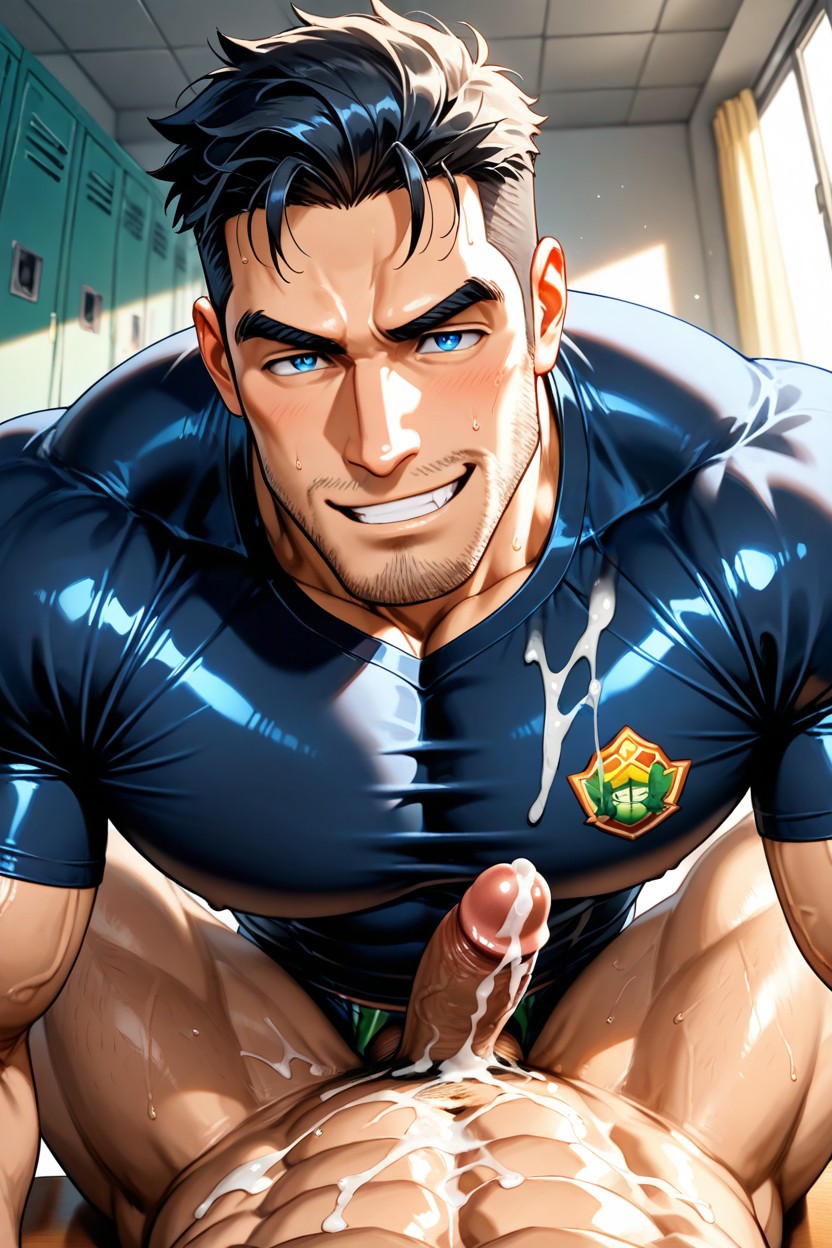 Frotting Medium Sized Penises, 18+, Big Pecs AI Gay Porn