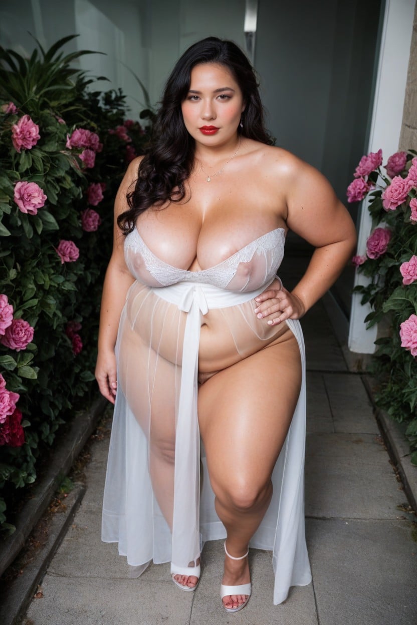 Sakura Garden, Cleavage, Hyper Swollen Nipples BBW AI Porn