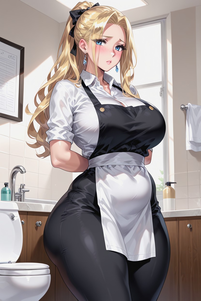 Rounded, Large, Blonde Hair AI Porn