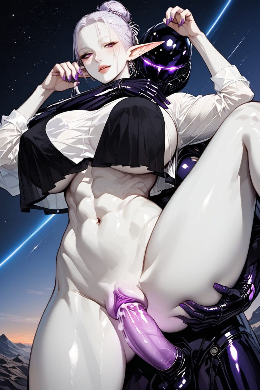 Glowing Vulva Purple, Spreading Legs, Penis Inside Pussy Furry AI Porn