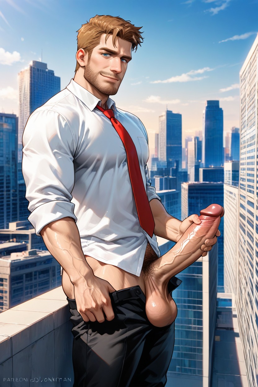 Rooftop, Uncensored, Solo AI Gay Porn