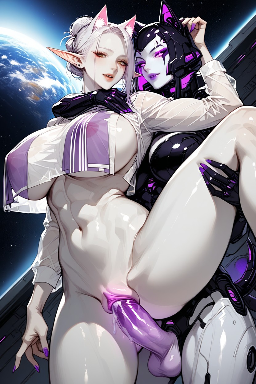 Purple Nails, Dog Ear, White Body ファーリーAIポルノ