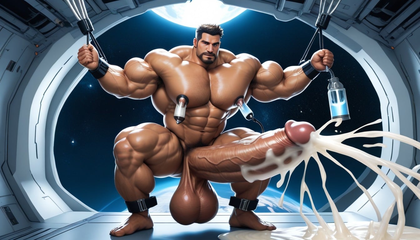 Spaceship, Masculine Face, Brown Buzz Hair AI Gay Porn