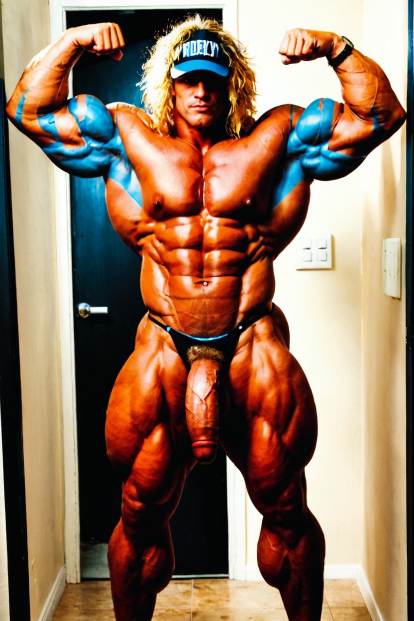 Gigantic Throbbing Veins Cover The Whole Penis, Hair Cover Eyes, Perfect Muscled Ass Shemale AI Porn