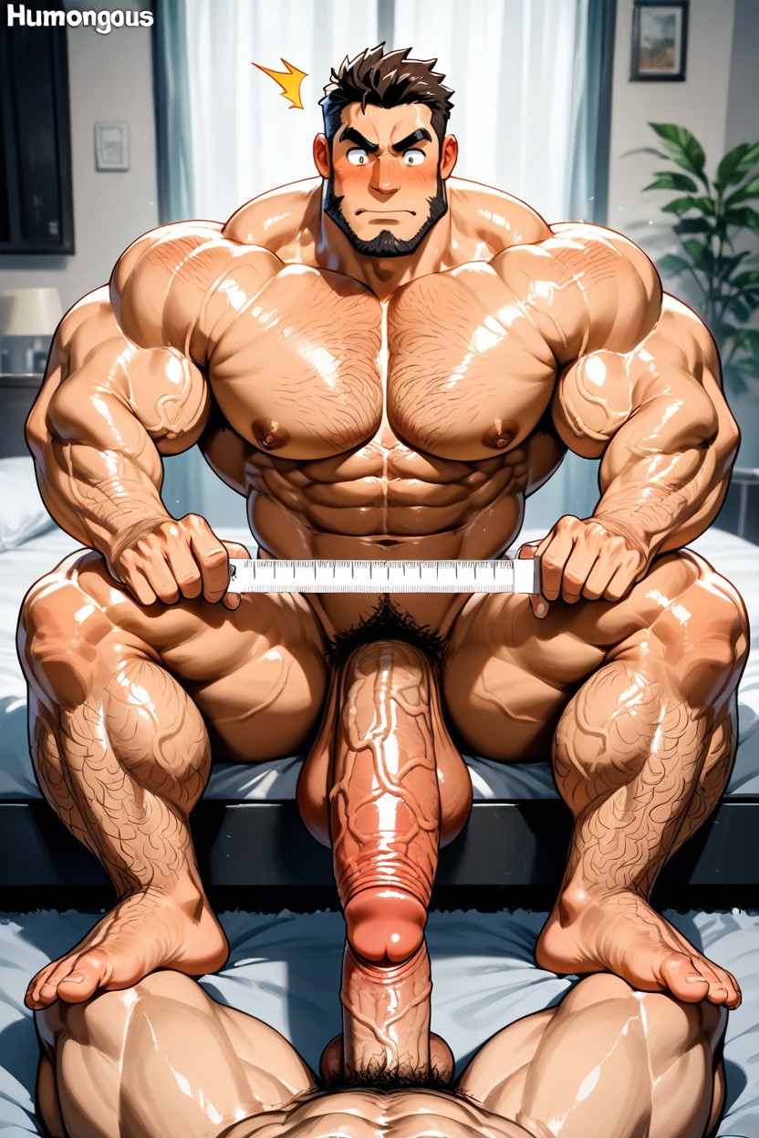 Oversized Muscles, Thick Penis, Measuring Cock AI Gay Porn