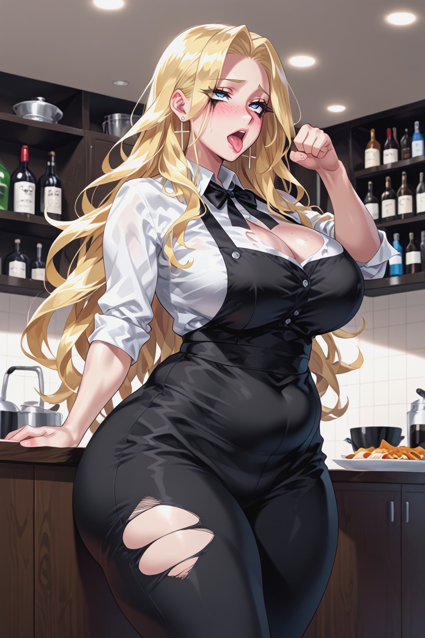 American, Expressive Light Blue Eyes, Long Length AI Porn