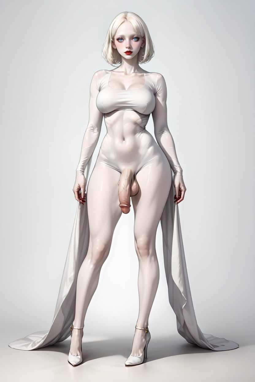 Unnaturally Waiflike Waist, 30+, Freckles Shemale AI Porn
