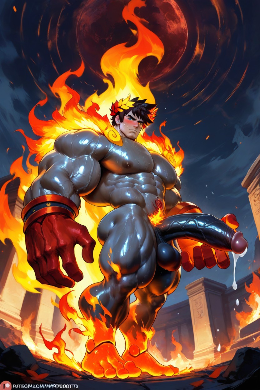 Top Down, Orange And Grey Skin, Orange Aura AI Gay Porn