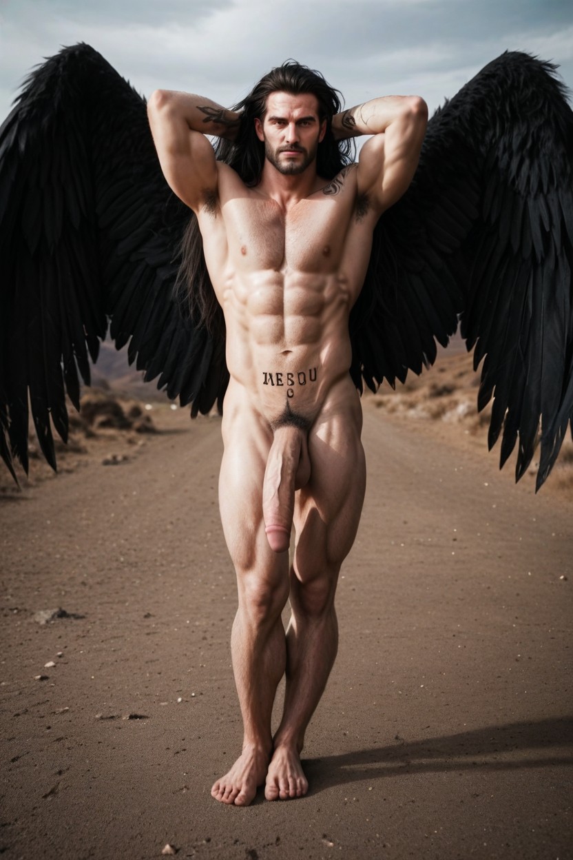 He Has Bluish-black Hair, Muscular, A Gay Vampire A Luciferian Aspect AI Gay Porn
