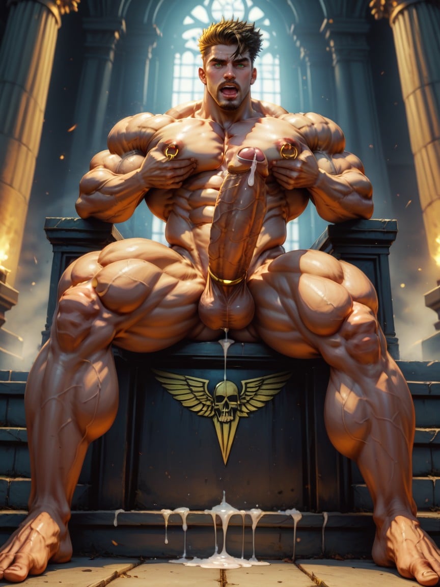 Drooling Cum, Dynamic Angle, Broad Jaw AI Gay Porn