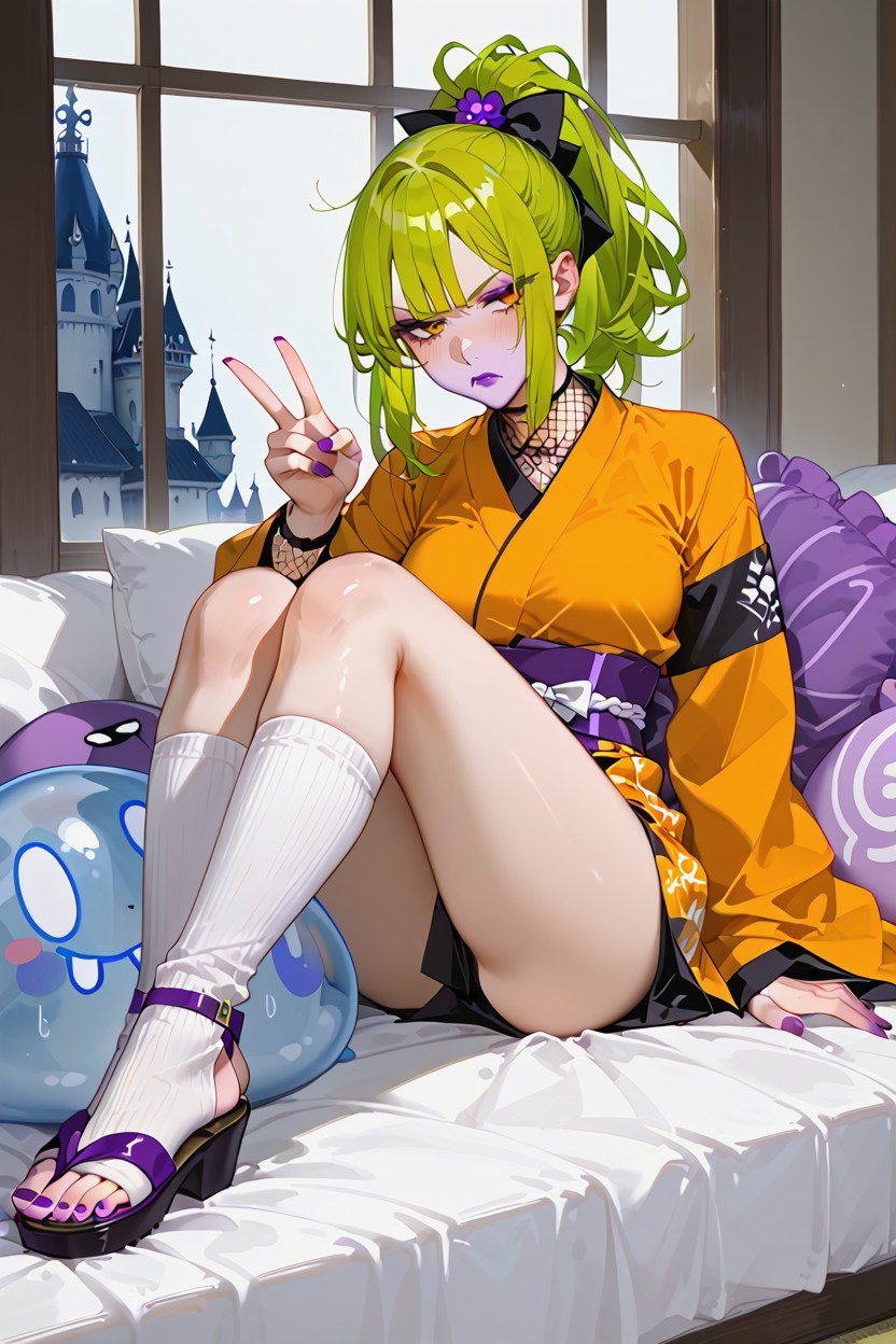 Angry, Tired Face , Green Hair Hentai AI Porn