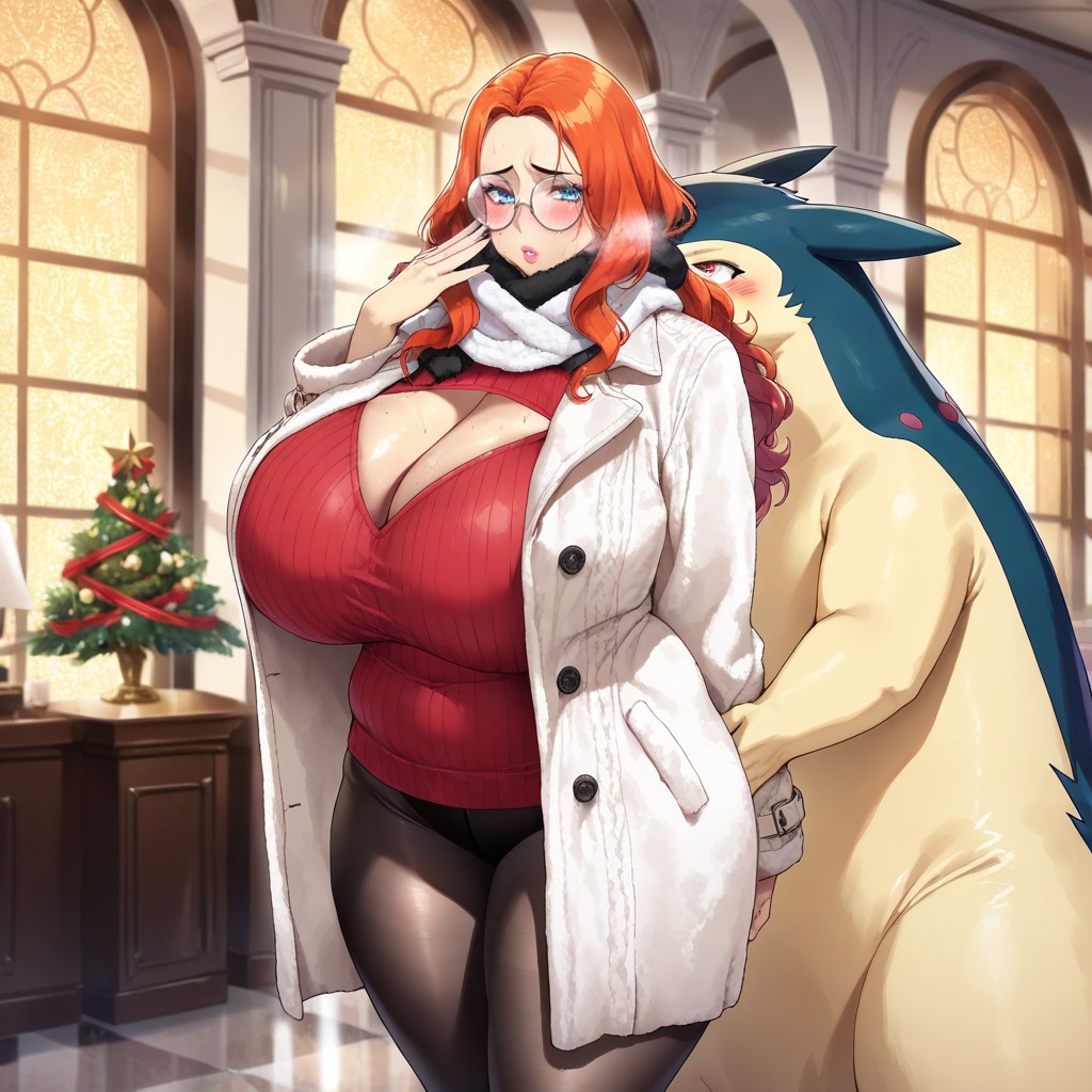 Blushing Cheeks, Typhlosion Sniffing Woman, Side View AI Gay Porn