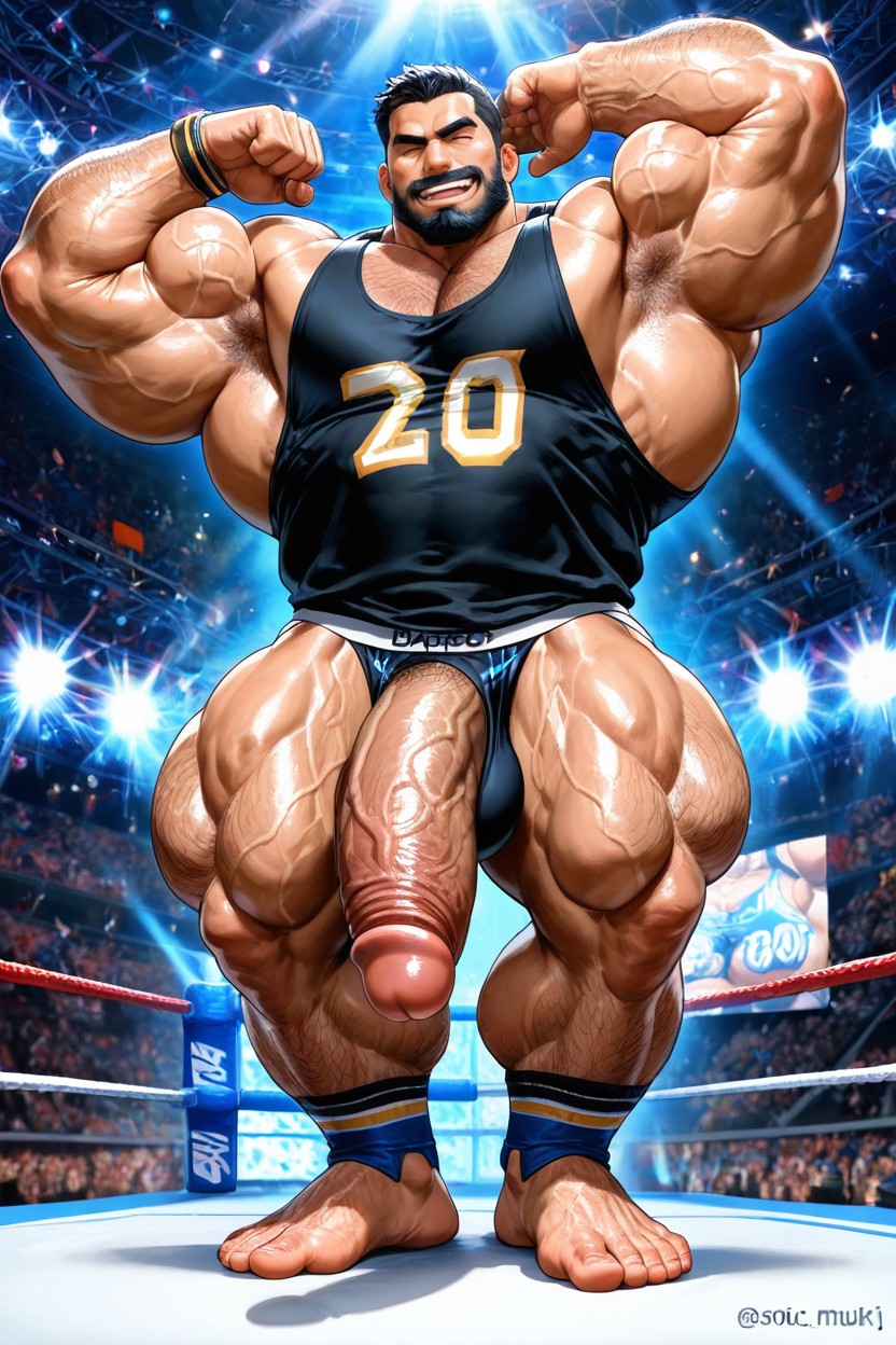 Slick, Big Hyper Massive Muscular Biceps, Thick Thighs AI Gay Porn