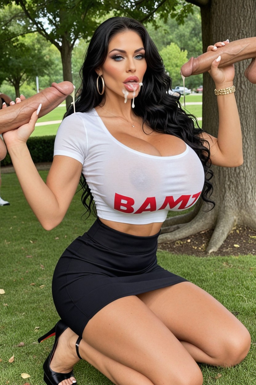 Knees Visible, Big Round Boobs, Nipples Erect AI Porn