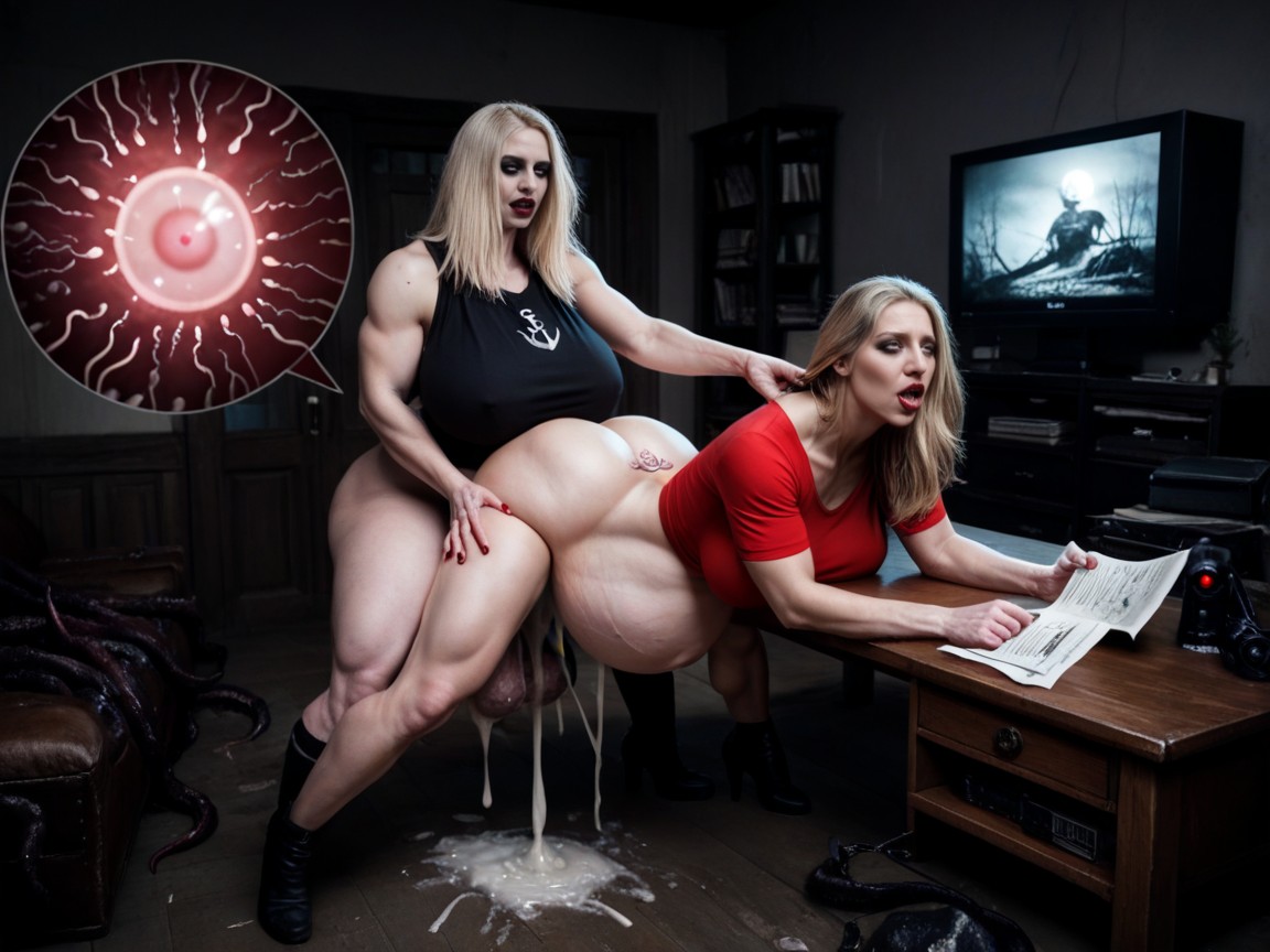 Gigantic Bigger Larger Longer Girthy Gigantic Bigger Size Veiny Barbed Spiked Horror Penis, Massive Cum On Body, Lovers AI Porn
