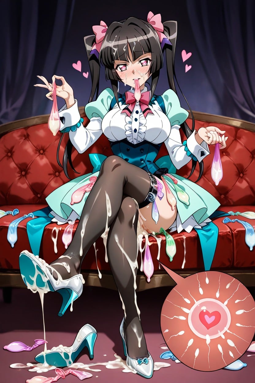Used Condom, A Lot Ring Used Condom Thigh Circumference, Clothes Covered On Semen Hentai AI Porn