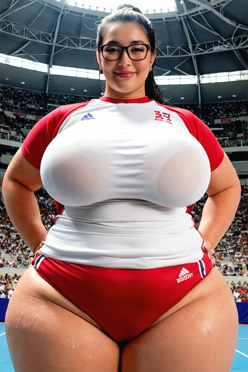 Large Crowd, Side View, Chubby BBW AI Porn