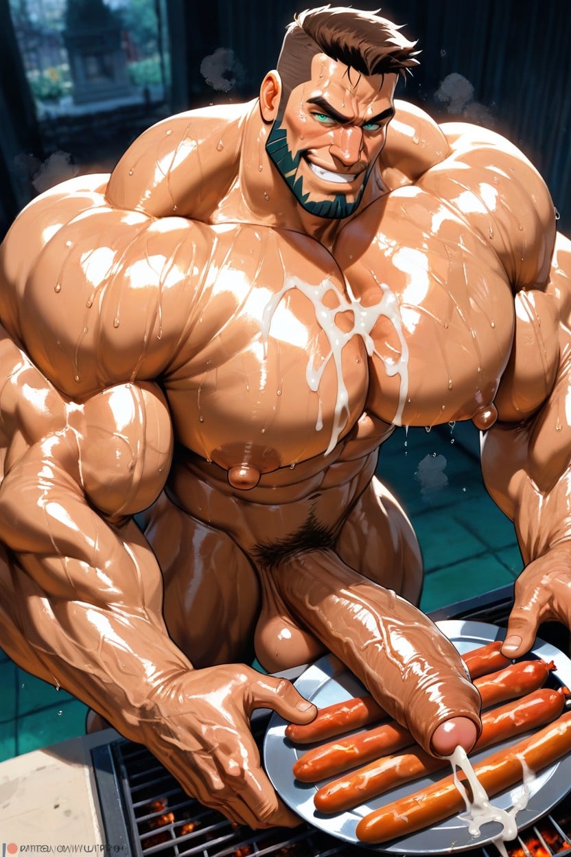 Impossibly Long Hyper Penis, Heavy Huge Thighs, Muscular Glutes AI Gay Porn