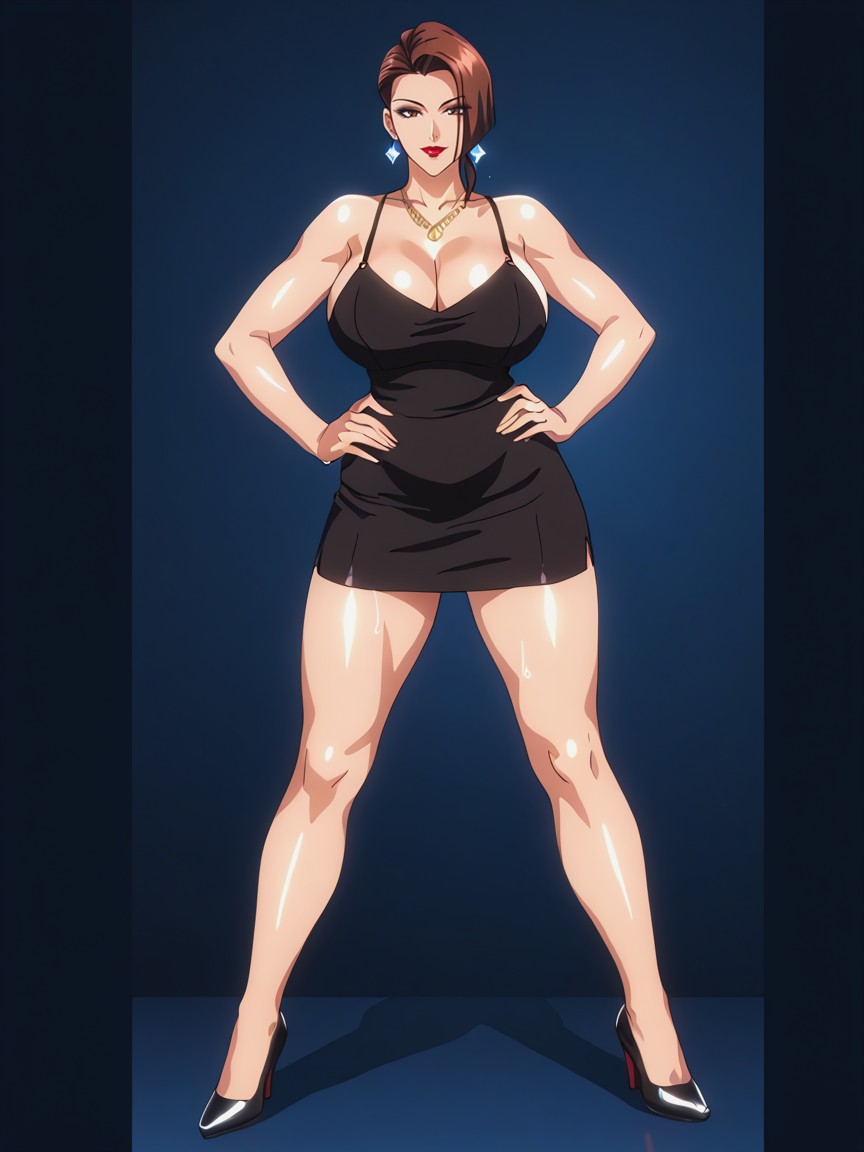 Red Lipstick, Brunette, Hyper Detailed Hentai IA