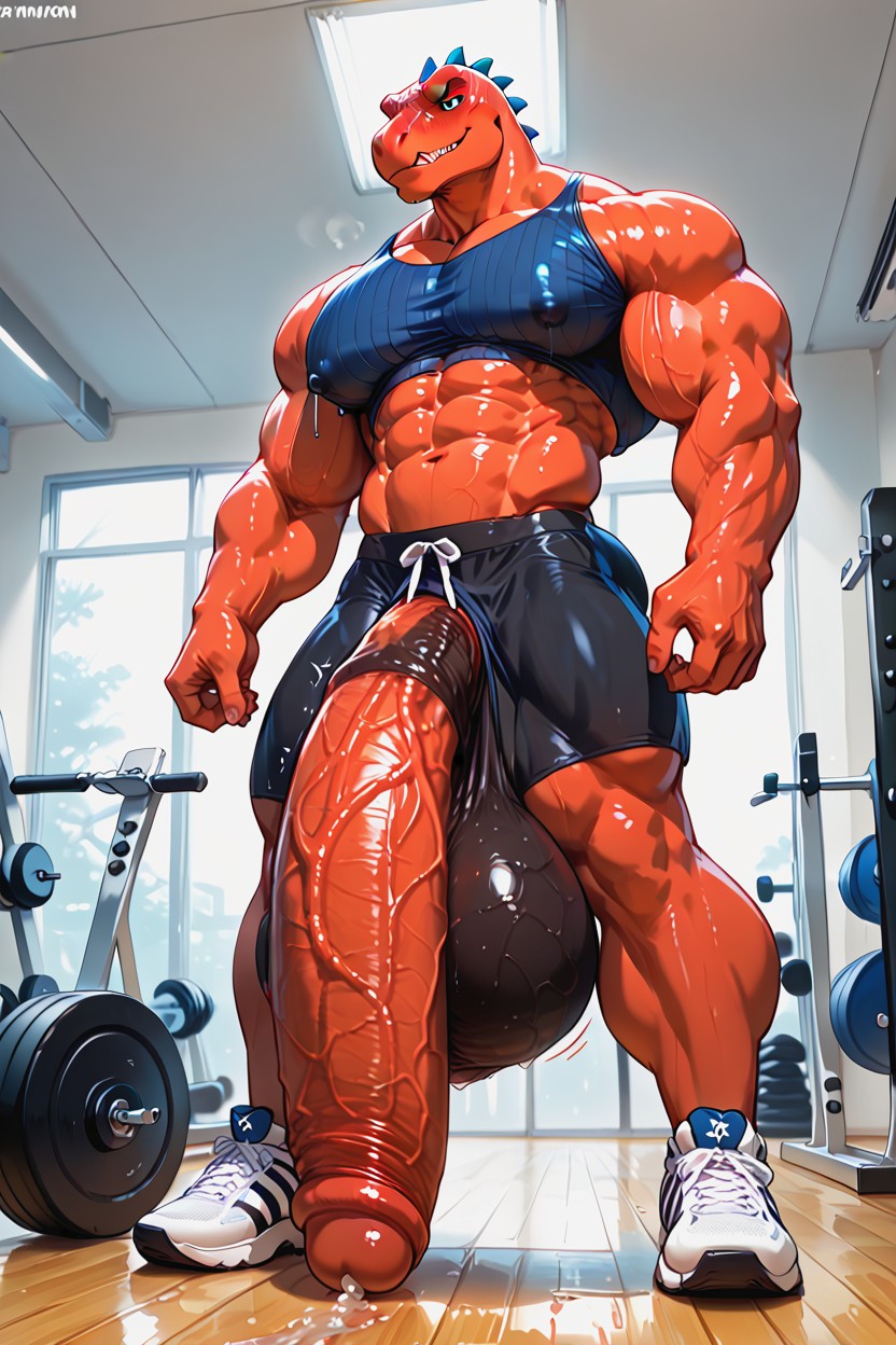 Huge Veiny Girthy Cock, Erect Nipples, Cock Growth ファーリーAIポルノ