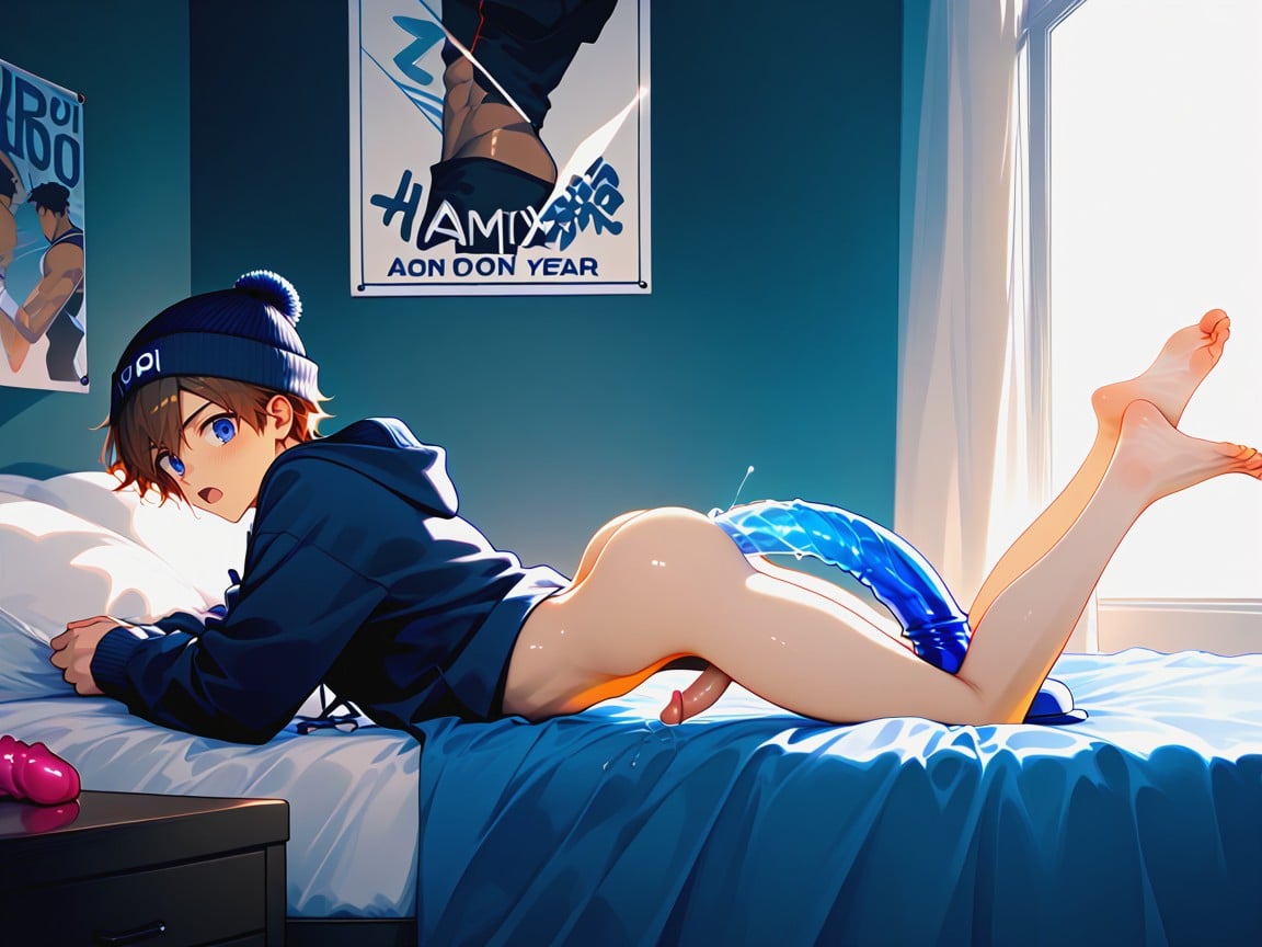 Femboy , Intruded Upon, Blue Bed AI Gay Porn